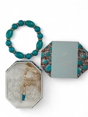 Turquoise Jewelry Bundle – Bead Bracelet + Bomb Party Pendant Necklace